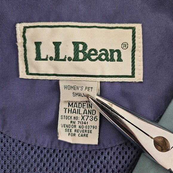 Vintage LL Bean Womens Petite Small Blue Hooded Jacket Lightweight 90s Classic - Picture 2 of 11